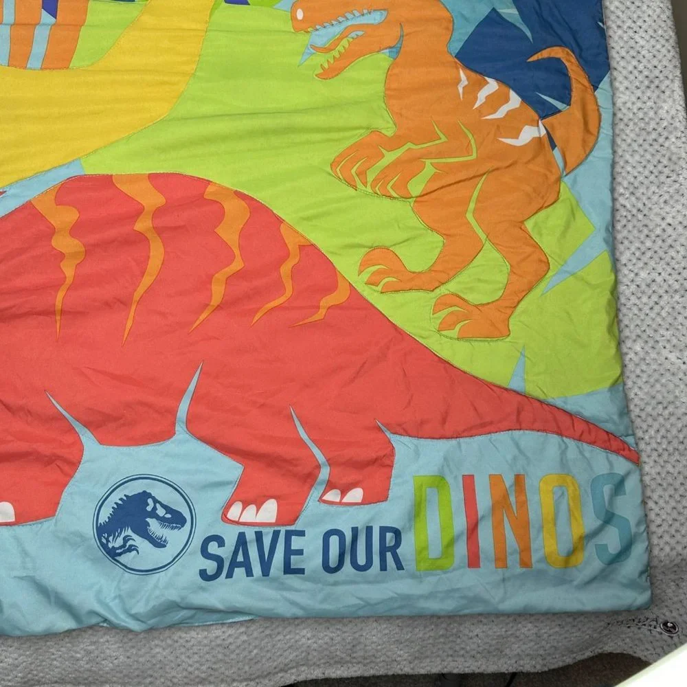 Jurassic World Save Our Dinos Bedding Comforter Blue Green Toddler Bed Blanket